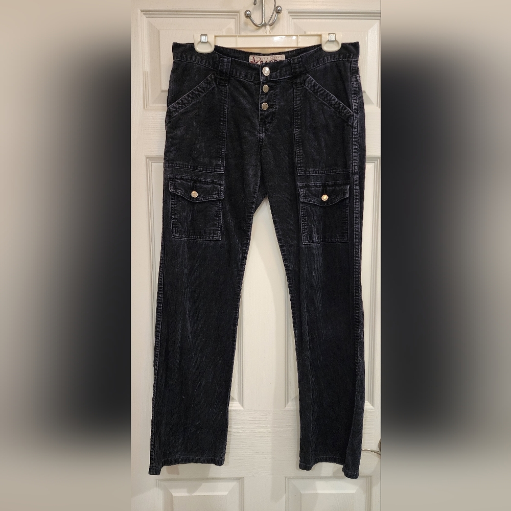 Steve & Barry's Women's Black Corduroy Cargo Pants, Size 8S